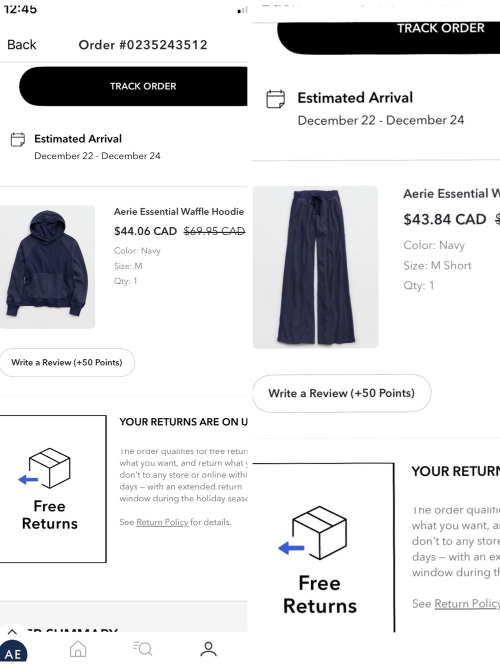 aerie Navy Waffle Hoodie and pants
